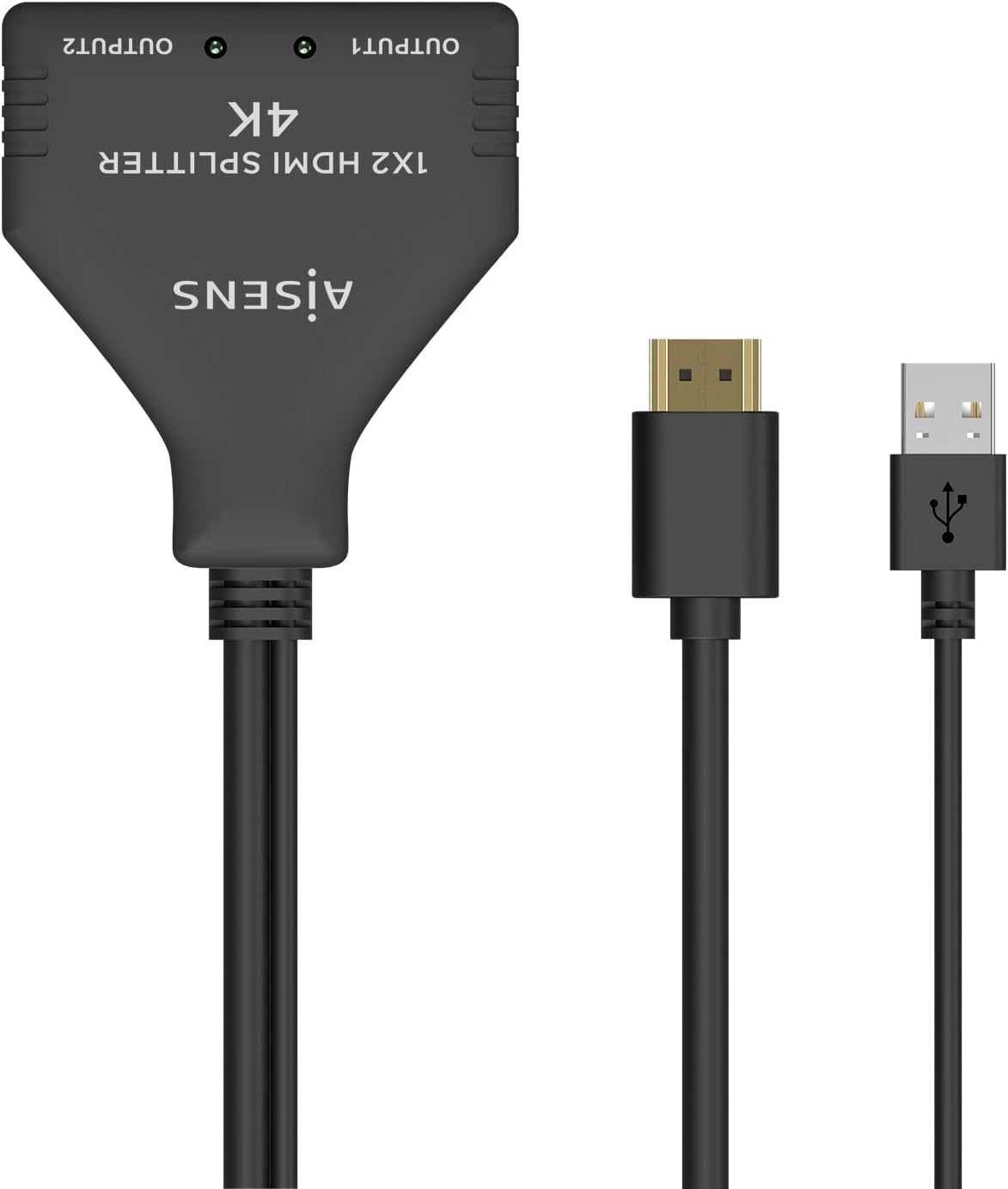 Cabo Duplicador HDMI 4K Aisens A123-0654/ 2x HDMI Fêmea - HDMI Macho - USB Macho/ 30cm/ Preto