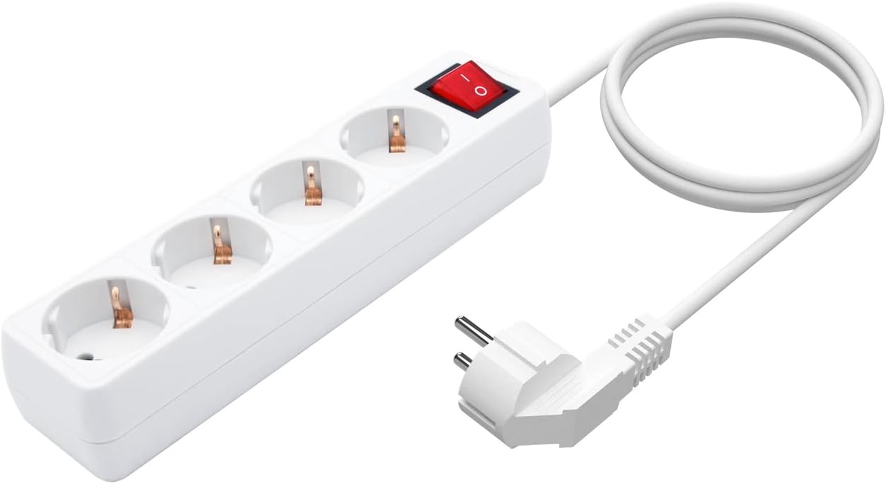 Régua com Interruptor Aisens A154-0649/ 4 Tomadas/ Cabo 1.4m/ Branco - Imagem 2