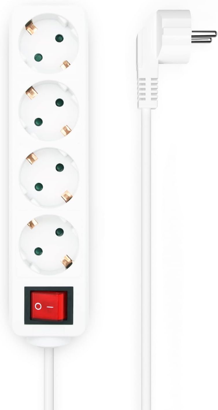 Régua com Interruptor Aisens A154-0649/ 4 Tomadas/ Cabo 1.4m/ Branco