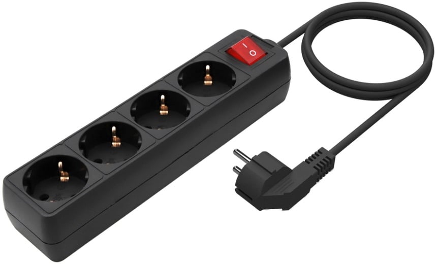 Régua de Extensão com Interruptor Aisens A154-0650/ 4 Tomadas/ Cabo 1.4m/ Preto - Imagem 2