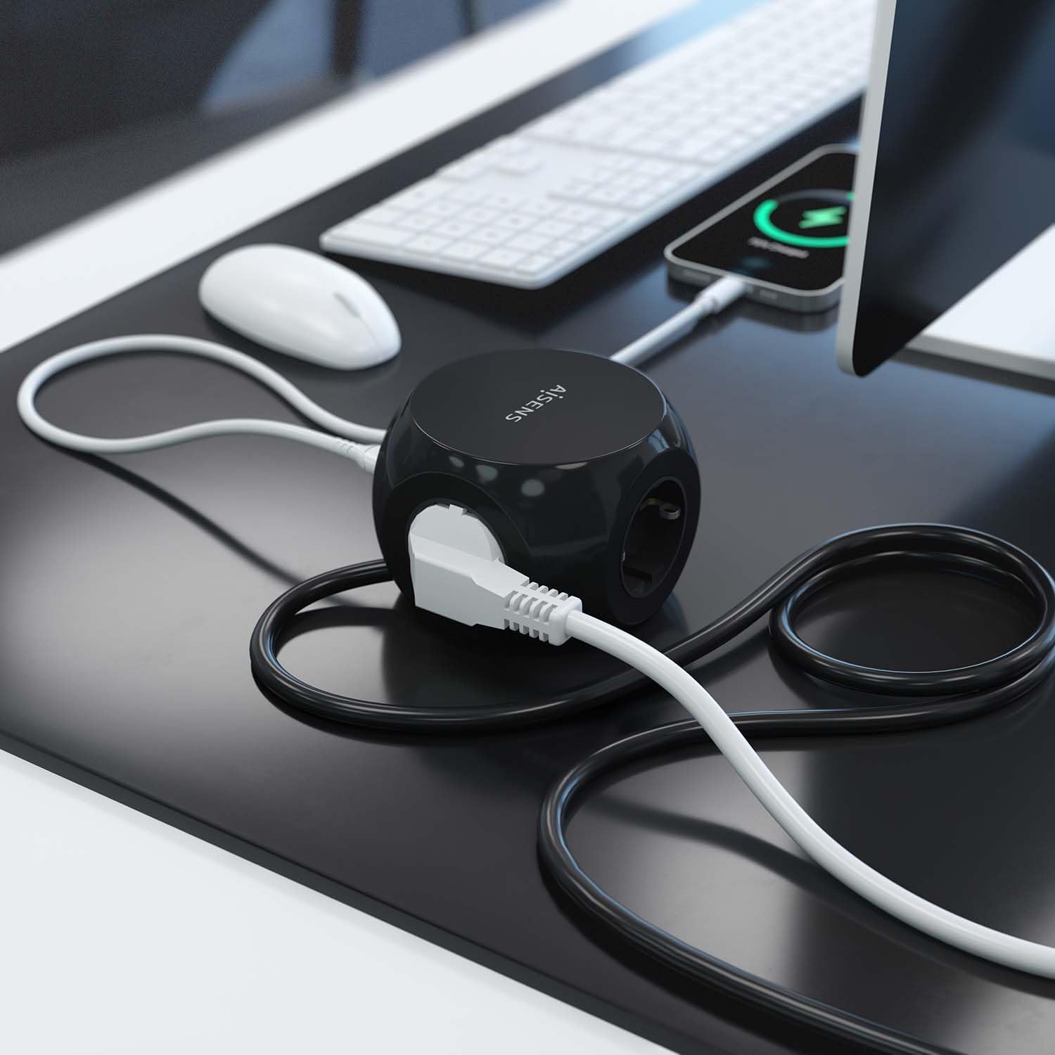 Régua com Interruptor Aisens ASPS-2A2C05-BK/ 3 Tomadas de Corrente/ 2 USB Tipo-C/ 2 USB/ Cabo 1.4m/ Preto - Imagem 6