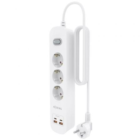 Tomada múltipla com Interruptor Aisens ASPS-2A2C10-W/ 3 Tomadas Elétricas/ 2 USB - 2 USB Tipo-C/ Cabo 1.4m/ Branco - Imagem 3