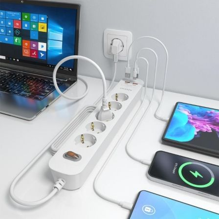 Tomada múltipla com Interruptor Aisens ASPS-2A2C14-W/ 5 Tomadas de Corrente/ 2 USB - 2 USB Tipo-C/ Cabo 1.4m/ Branco - Imagem 5