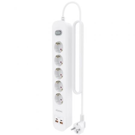 Tomada múltipla com Interruptor Aisens ASPS-2A2C14-W/ 5 Tomadas de Corrente/ 2 USB - 2 USB Tipo-C/ Cabo 1.4m/ Branco - Imagem 3