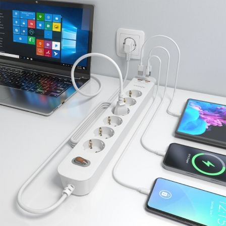 Extensão de corrente com Interruptor Aisens ASPS-2A2C16-W/ 6 Tomadas de Corrente/ 2 USB e 2 USB Tipo-C/ Cabo 1,4m/ Branco - Imagem 4