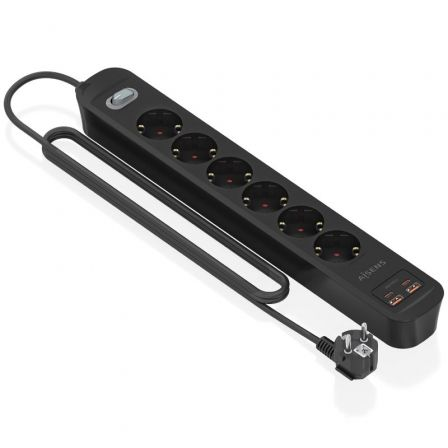 Extensão com Interruptor Aisens ASPS-2A2C17-BK/ 6 Tomadas Elétricas/ 2 USB - 2 USB Tipo-C/ Cabo 1.4m/ Preto - Imagem 2