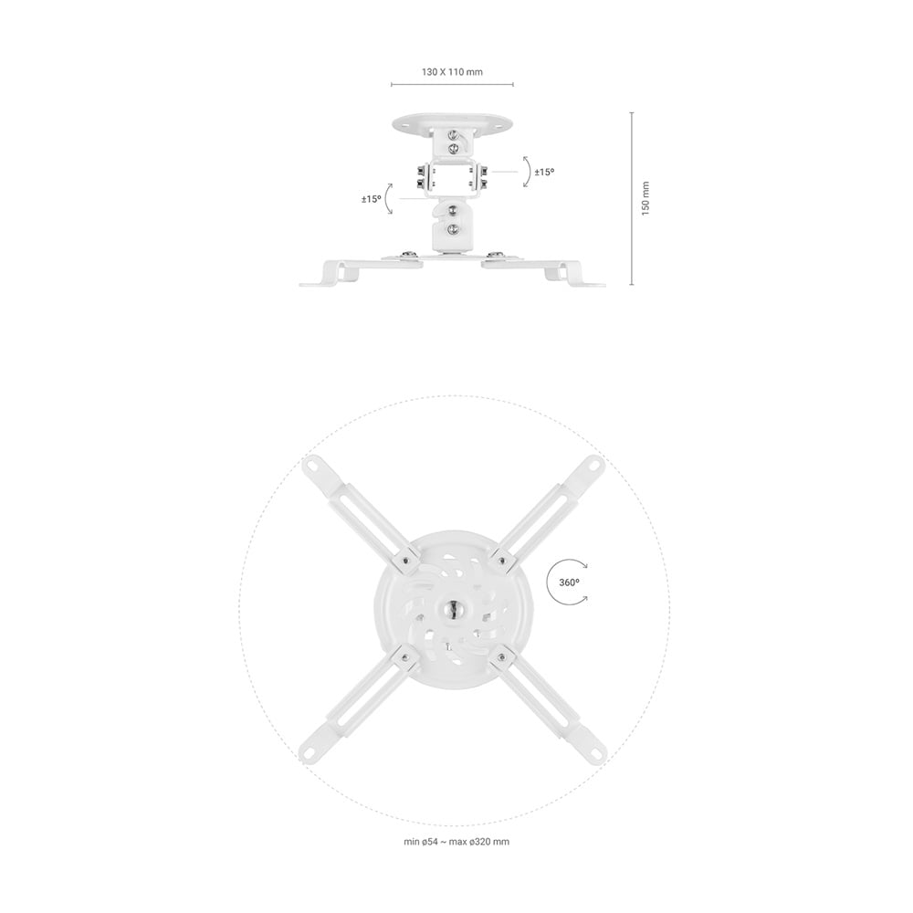 Suporte de Teto/ Parede para Projetor Aisens CP03TSR-129/ Rotativo-Inclinável/ até 13,5kg - Imagem 4