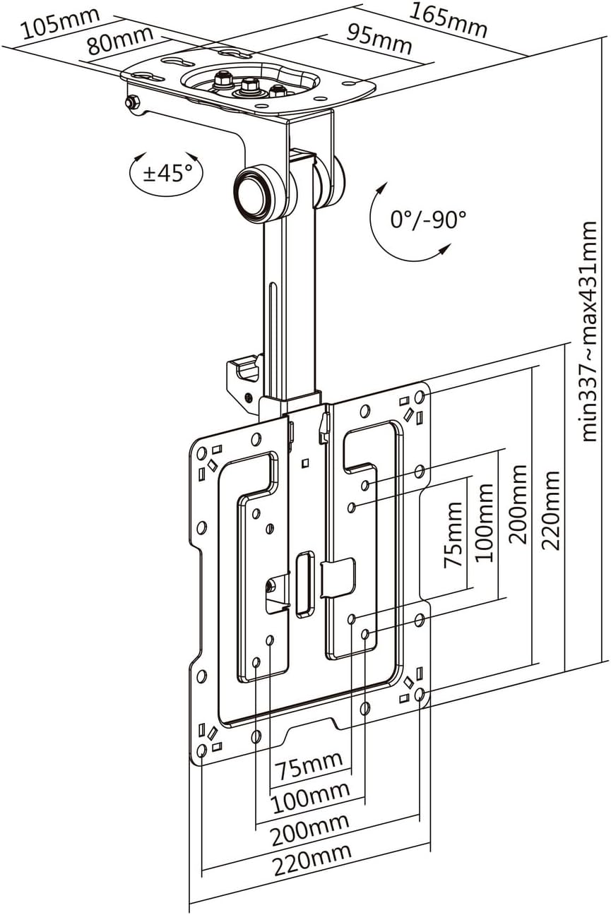 Suporte de Teto Giratório/ Dobrável Aisens CT43S-187 para TV de 19-43"/ até 20kg - Imagem 5