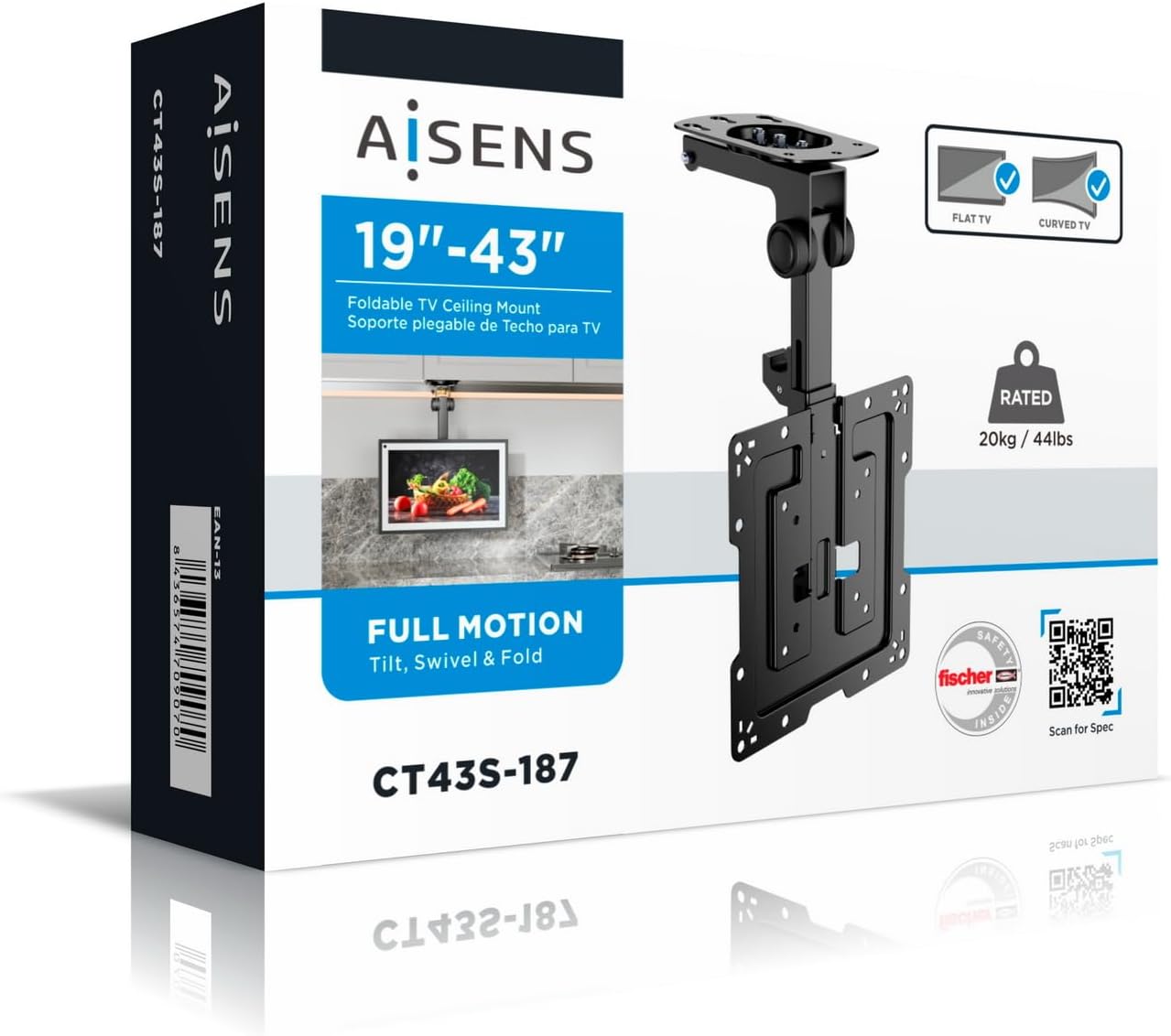 Suporte de Teto Giratório/ Dobrável Aisens CT43S-187 para TV de 19-43"/ até 20kg - Imagem 8