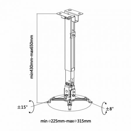 Suporte de Teto/ Parede para Projetor Aisens CWP01TSE-047/ Inclinável-Extensível/ até 20kg - Imagem 5