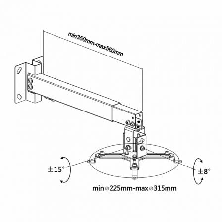 Suporte de Teto/ Parede para Projetor Aisens CWP01TSE-049/ Inclinável-Extensível/ até 20kg - Imagem 4