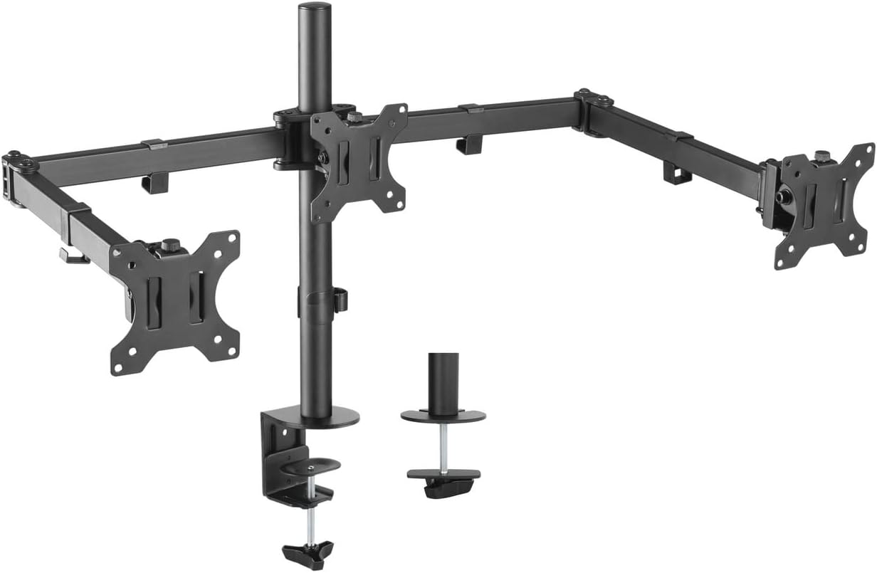 Apoio de Mesa para 3 Monitores Aisens DT27TSR-061/ Rotativo/ Inclinável/ até 7kg