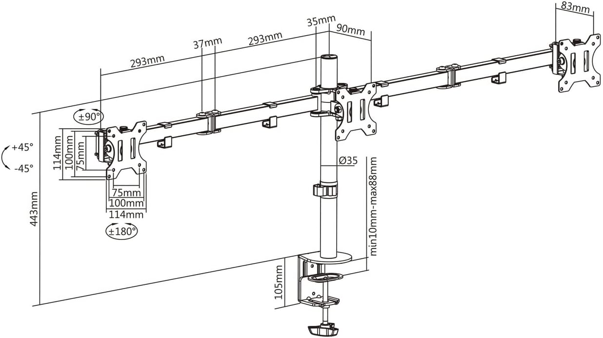 Apoio de Mesa para 3 Monitores Aisens DT27TSR-061/ Rotativo/ Inclinável/ até 7kg - Imagem 6