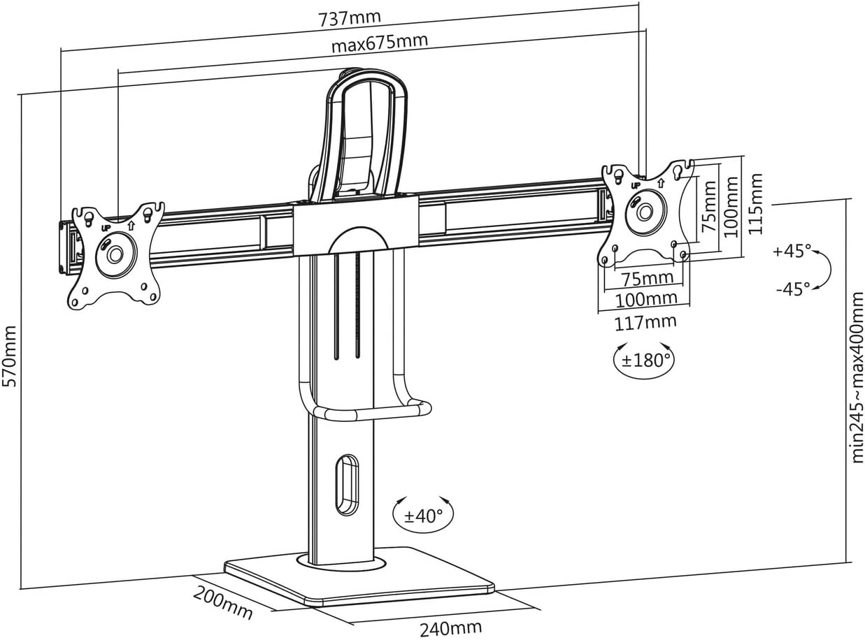 Suporte de Secretária com Contrapeso para 2 Monitores Aisens DT27TSR-065/ Giratório/ Inclinável/ até 6kg - Imagem 6