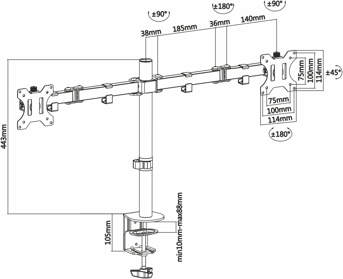 Suporte de Secretária para 2 Monitores Aisens DT32TSR-041/ Rotativo/ Inclinável/ até 8kg - Imagem 5