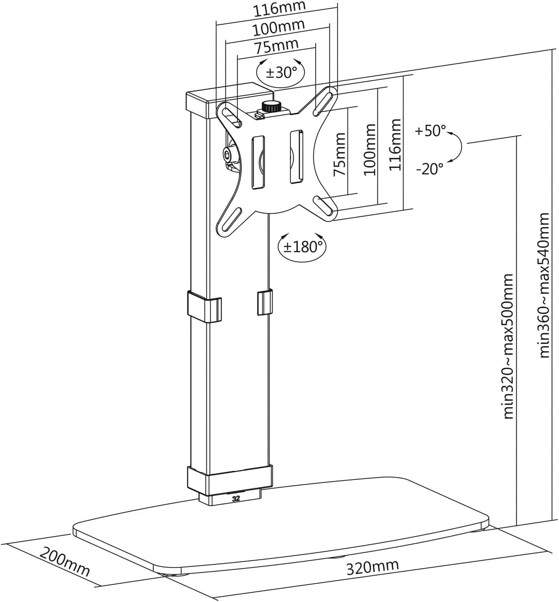 Suporte de Mesa para Monitor Aisens DT32TSR-115/ Rotativo/ Inclinável/ até 8kg - Imagem 8