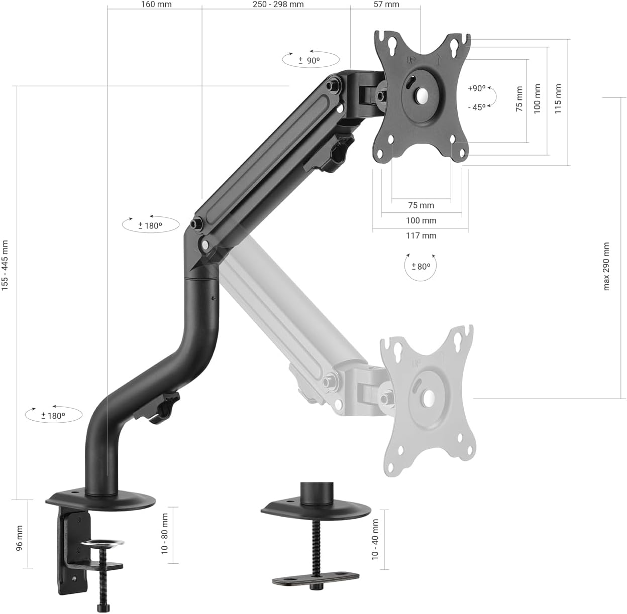 Apoio de Mesa com Contrapeso para Monitor e TV Aisens DT32TSR-139/ Rotativo/ Inclinável/ até 8kg - Imagem 3