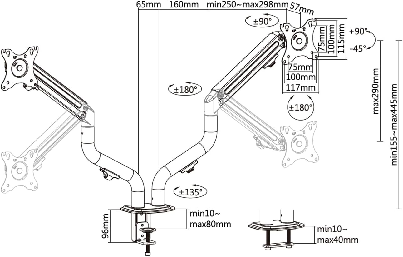 Suporte de secretária para 2 Monitores Aisens DT32TSR-141/ Giratório/ Inclinável/ até 8kg - Imagem 7