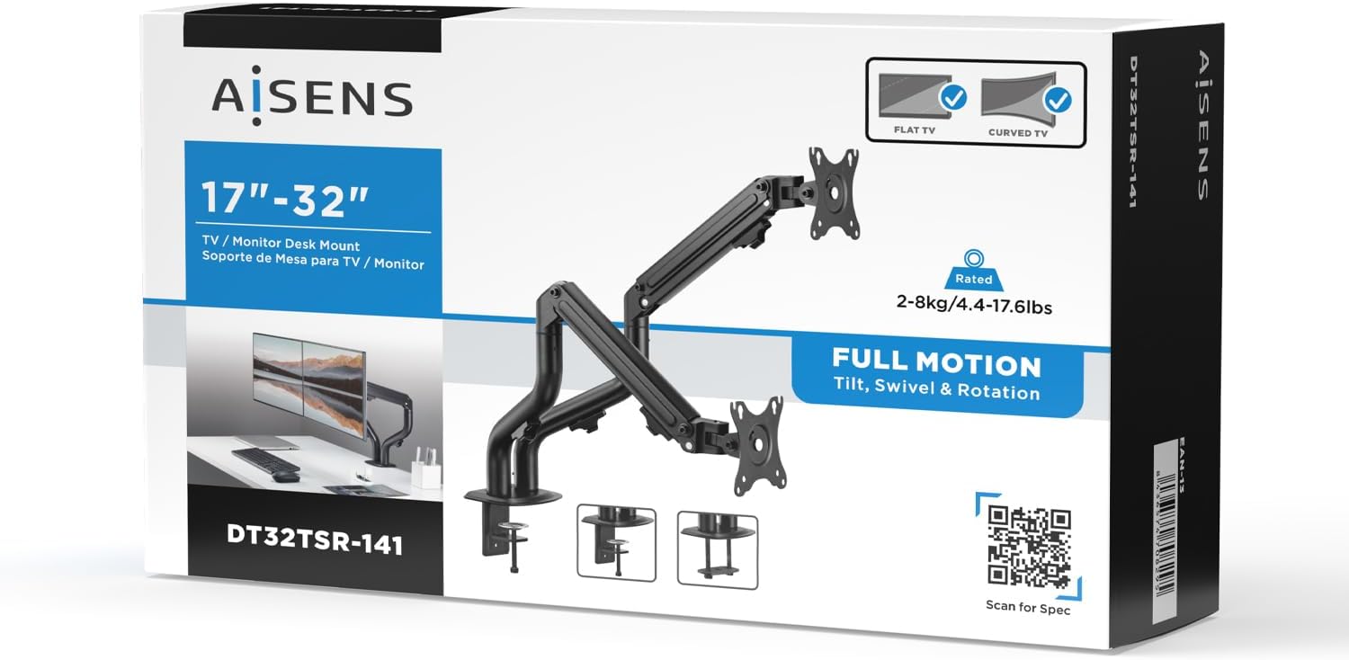 Suporte de secretária para 2 Monitores Aisens DT32TSR-141/ Giratório/ Inclinável/ até 8kg - Imagem 6