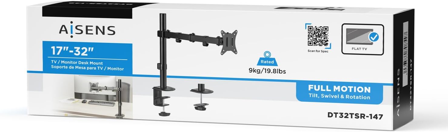 Suporte de Mesa para Monitor e TV Aisens DT32TSR-147/ Giratório/ Inclinável/ até 9kg - Imagem 5