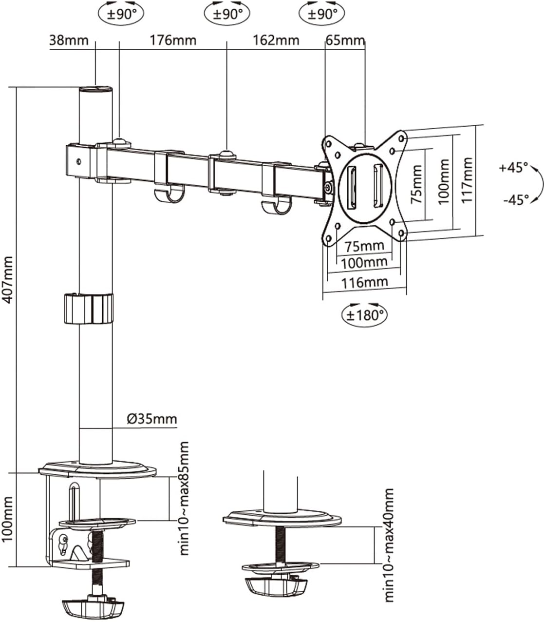 Suporte de Mesa para Monitor e TV Aisens DT32TSR-147/ Giratório/ Inclinável/ até 9kg - Imagem 4