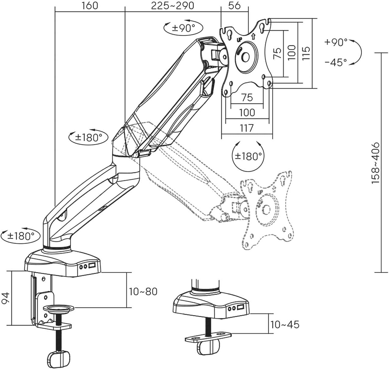 Apoio de Mesa com Contrapeso para Monitor e TV Aisens DT32TSR-219/ Rotativo/ Inclinável/ até 9kg - Imagem 7