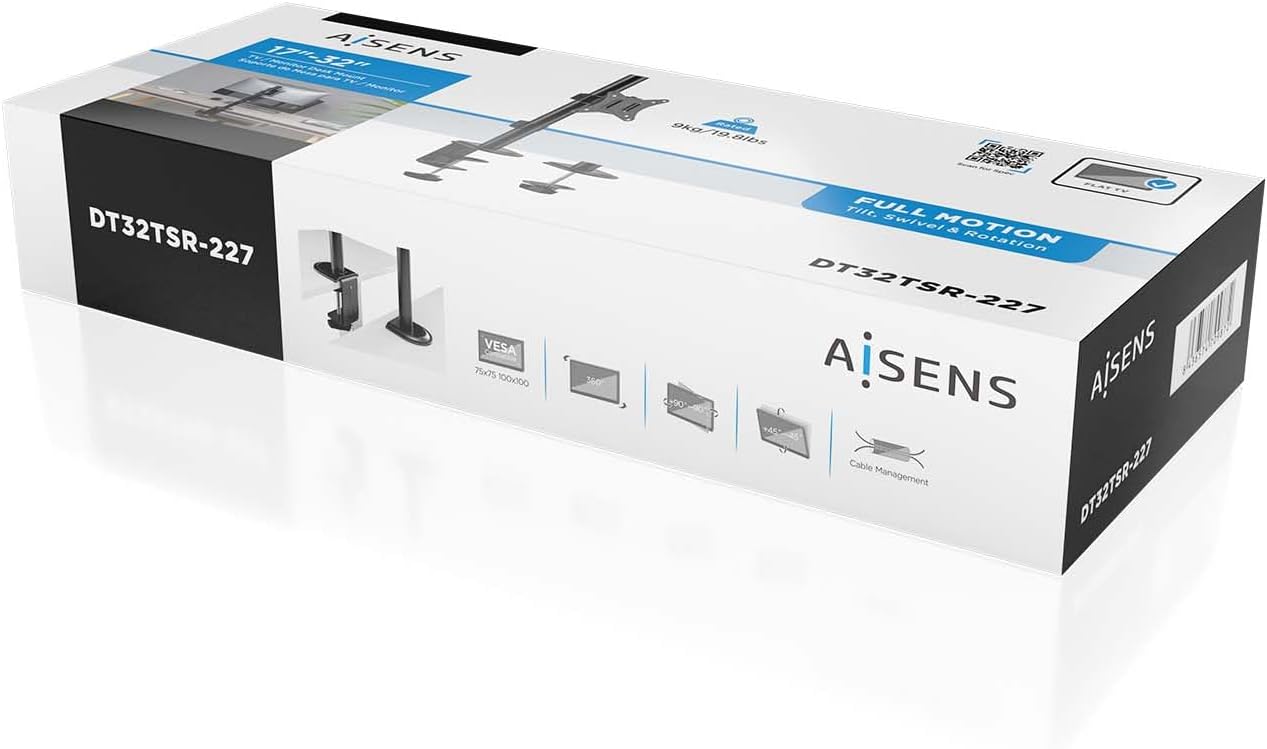 Suporte de Mesa para Monitor ou TV Aisens DT32TSR-227/ Giratório/ Inclinável/ até 9kg - Imagem 6