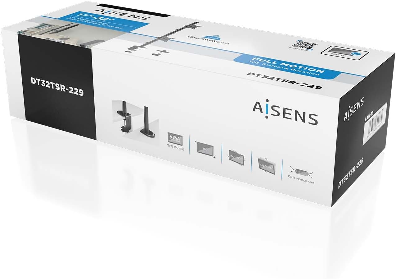Suporte de Mesa para 2 Monitores ou TV Aisens DT32TSR-229/ Giratório/ Inclinável/ até 9kg - Imagem 6
