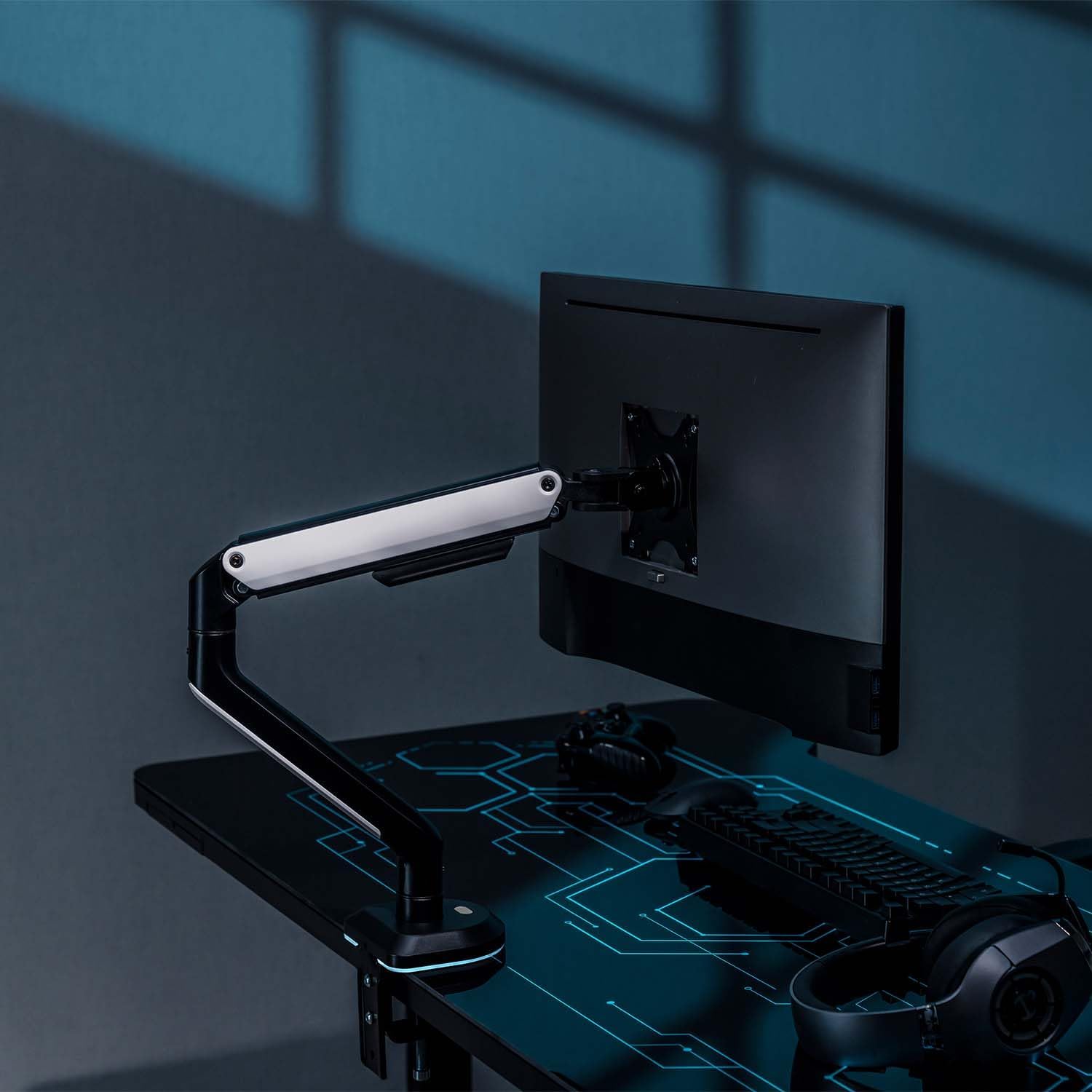Suporte de Mesa Gaming com Contrapeso para Monitor Aisens DT32TSR-295/ Giratório/ Inclinável/ até 9kg/ com Iluminação RGB - Imagem 5
