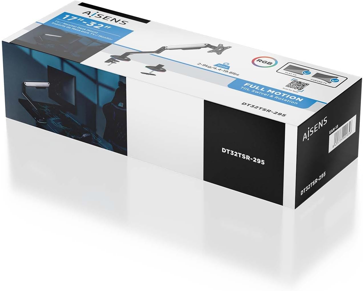 Suporte de Mesa Gaming com Contrapeso para Monitor Aisens DT32TSR-295/ Giratório/ Inclinável/ até 9kg/ com Iluminação RGB - Imagem 6