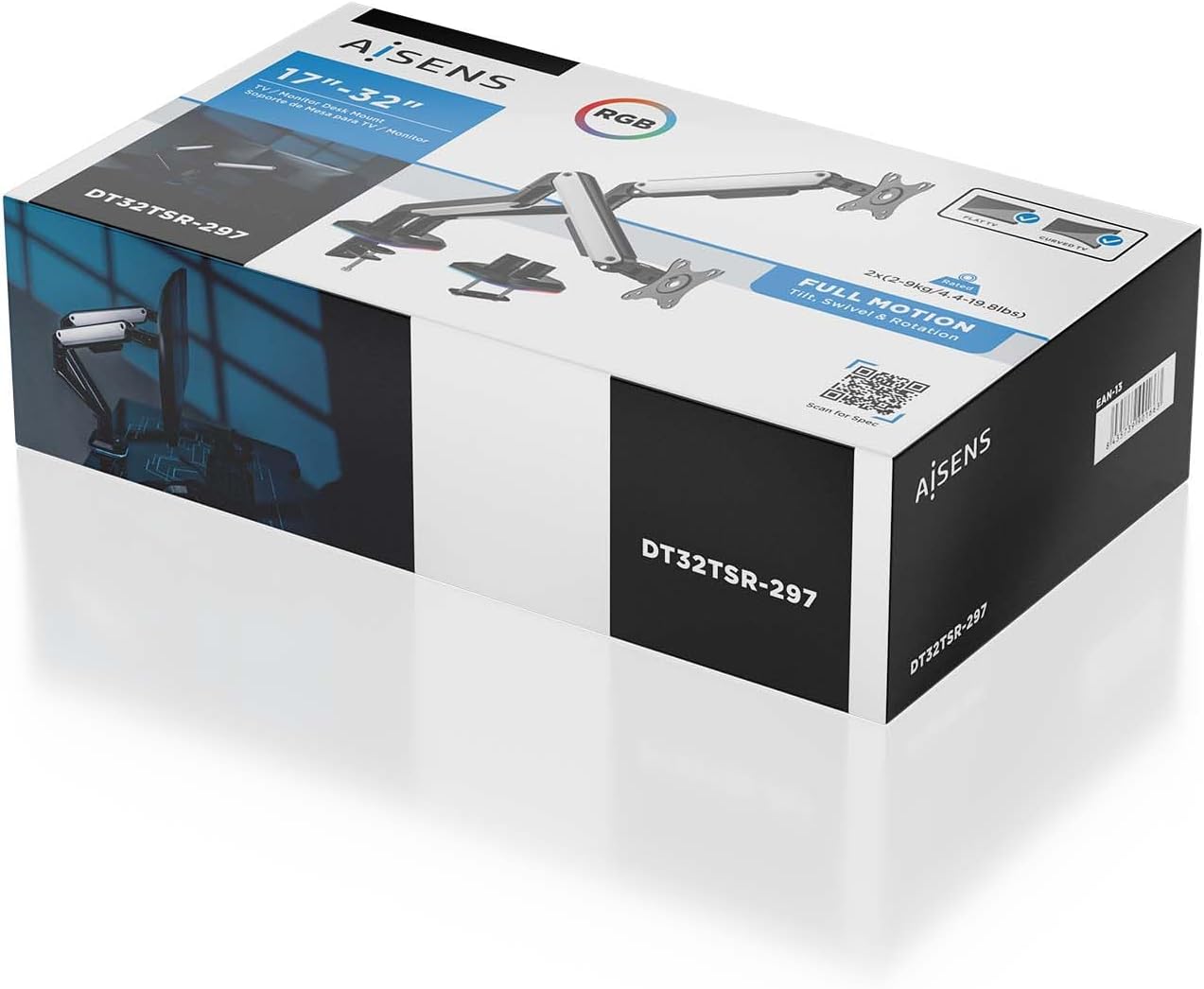 Suporte Gaming para 2 Monitores Aisens DT32TSR-297/ até 9kg/ com Iluminação RGB - Imagem 6