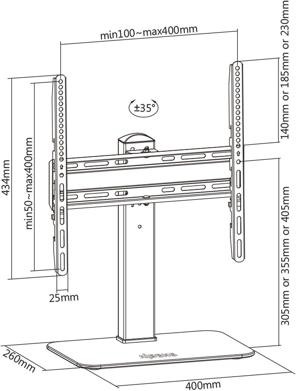 Suporte de Mesa Giratório DT55S-217 para TV e Monitor de 32"-55"/ até 40 kg - Imagem 6