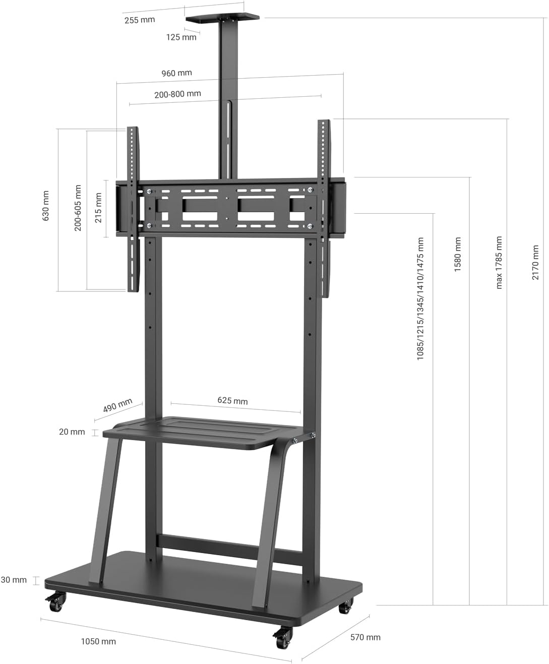 Suporte de Chão com Rodas Aisens FT100E-135 para TV 37-100"/ até 150kg - Imagem 7