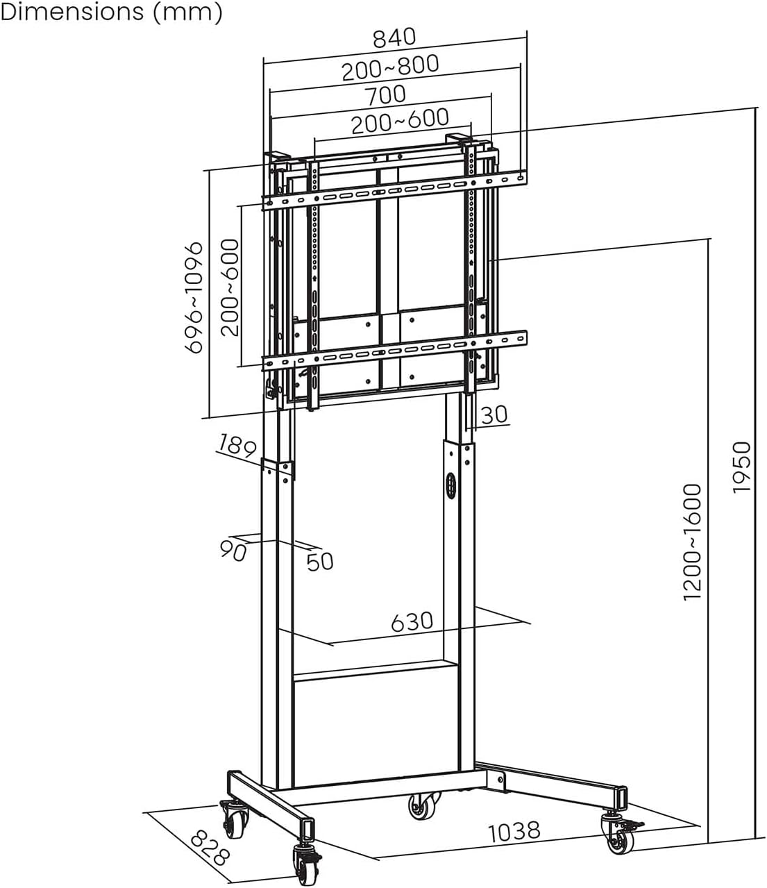 Suporte de Chão com Rodas Aisens FT100E-263 para TV de 60-100" / até 90kg - Imagem 6