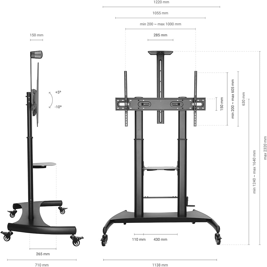 Suporte de Chão Inclinável com Rodas e Manivela Aisens FT100TE-123 para TV 60-100" / até 100 kg - Imagem 4