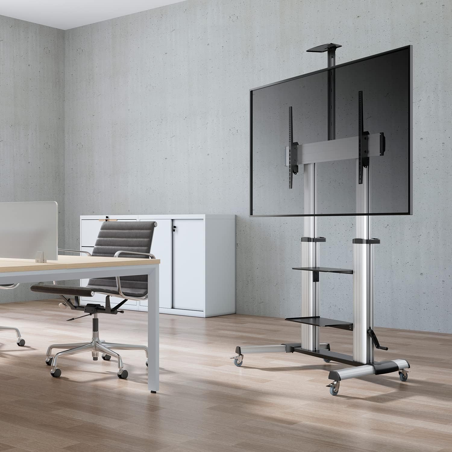 Suporte de Chão Inclinável com Rodas e Manivela Aisens FT100TE-125 para TV 60-100"/ até 100kg - Imagem 5