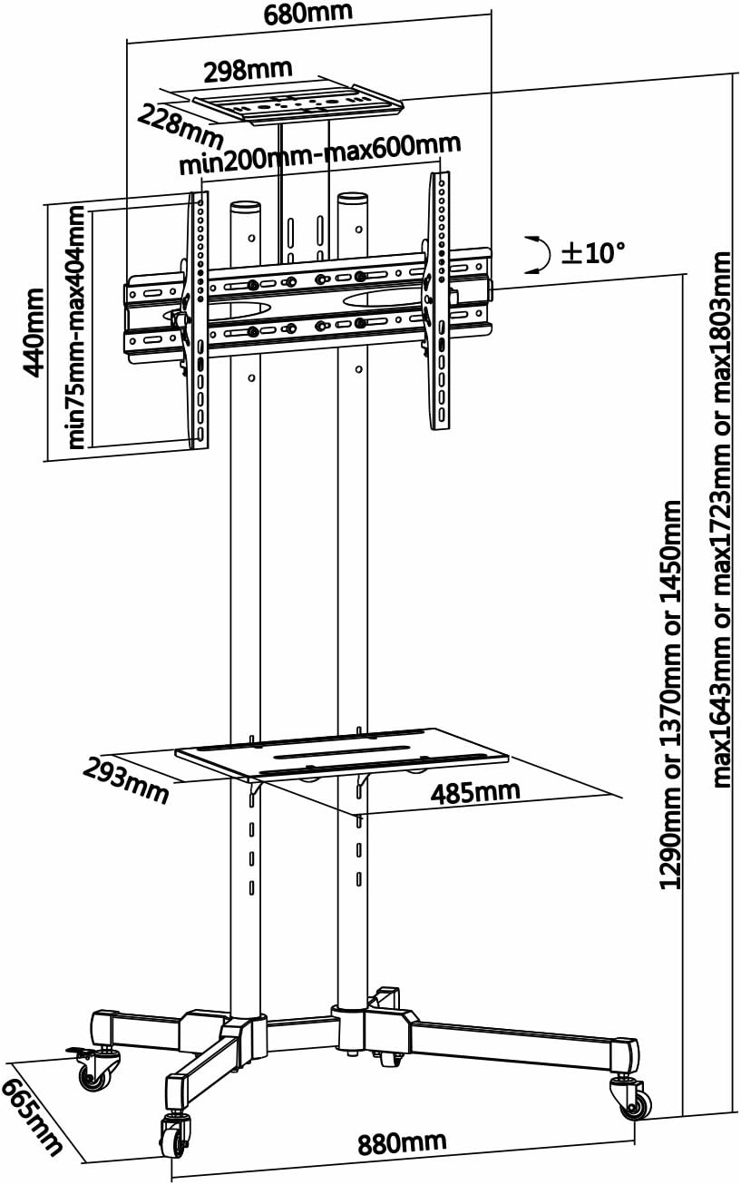 Suporte de Chão Inclinável com Rodas Aisens FT70TE-035 para TV de 37-70"/ até 50kg - Imagem 3