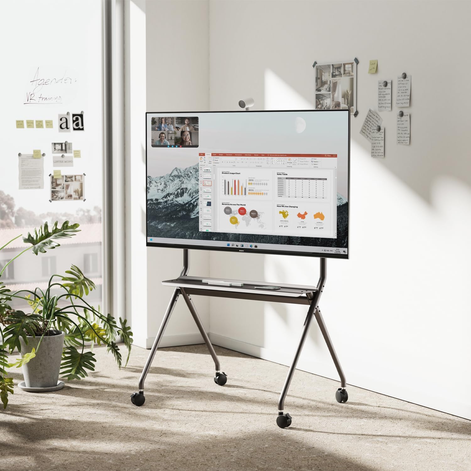 Suporte de Chão com Rodas Aisens FT86FE-143 para TV ou Ecrã Interativo 50"-86"/ até 120kg - Imagem 8
