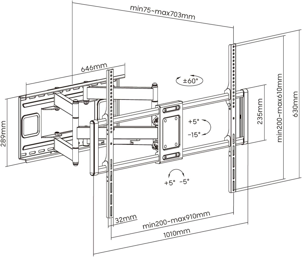 Suporte de Parede Giratório/ Inclinável/ Nivelável Aisens WT120TSLE-163 para TV de 60-120"/ até 120kg - Imagem 4