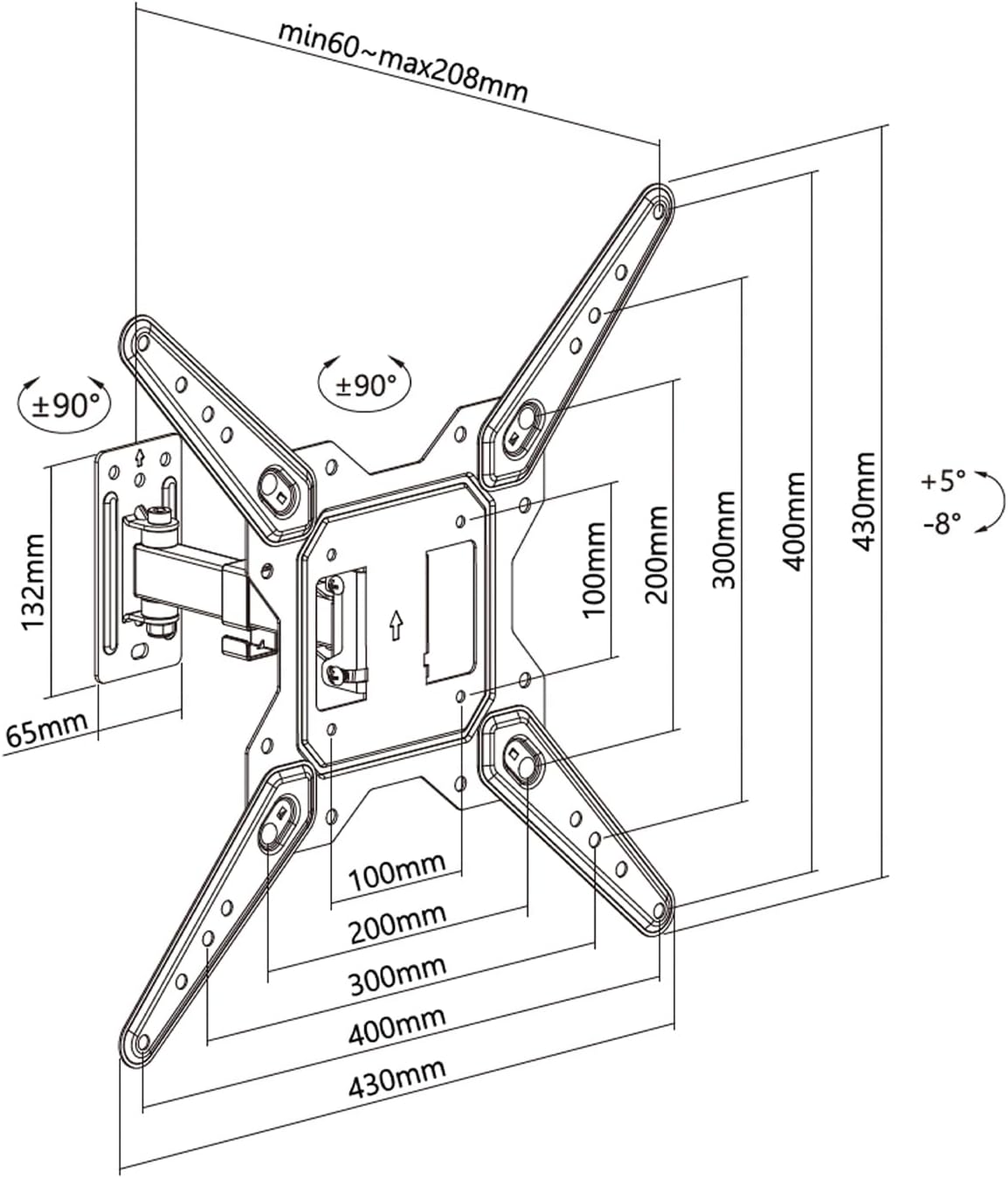 Suporte de Parede Extensível/ Giratório/ Inclinável/ Aisens WT55TSE-151 para TV de 23-55"/ até 30kg - Imagem 4