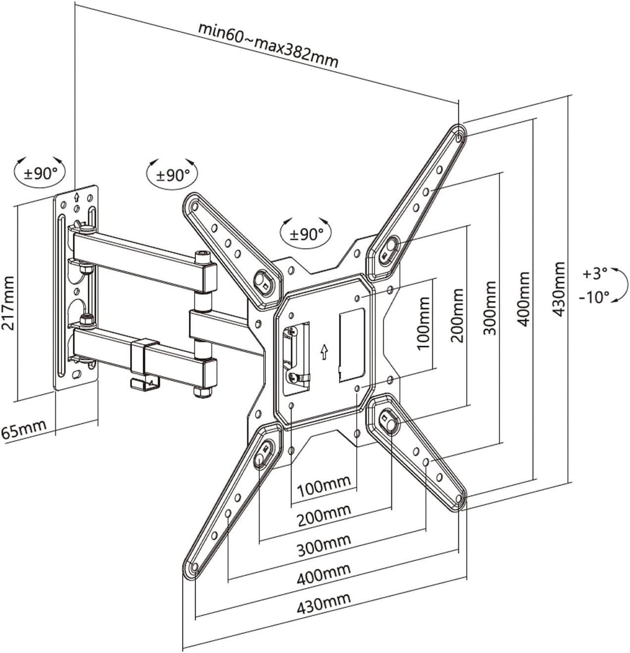 Suporte de Parede Rotativo/ Inclinável/ Aisens WT55TSE-153 para TV de 23-55"/ até 30kg - Imagem 5