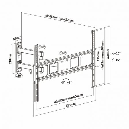 Suporte de Parede Rotativo/ Inclinável/ Nivelável Aisens WT70TSLE-021 para TV de 37-70"/ até 35kg - Imagem 5