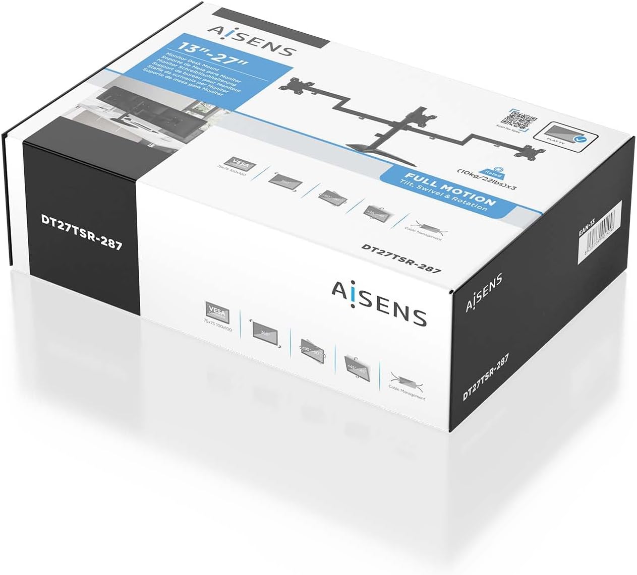 Suporte de Secretária para 3 Monitores Aisens DT27TSR-287/ Giratório/ Inclinável/ até 10kg - Imagem 6