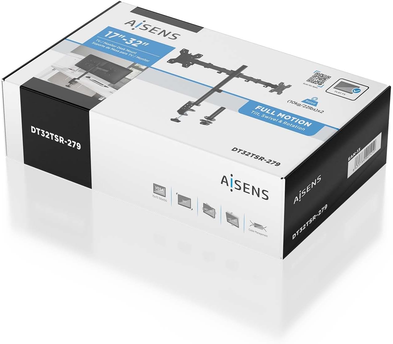 Suporte de Mesa para 2 Monitores Aisens DT32TSR-279/ Giratório/ Inclinável/ até 10kg - Imagem 6