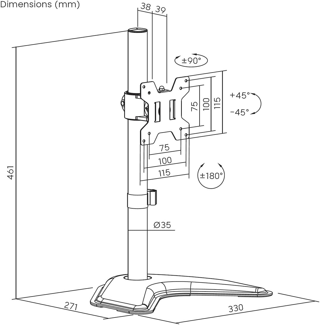 Suporte de Secretária para Monitor Aisens DT32TSR-283/ Rotativo/ Inclinável/ até 10kg - Imagem 7