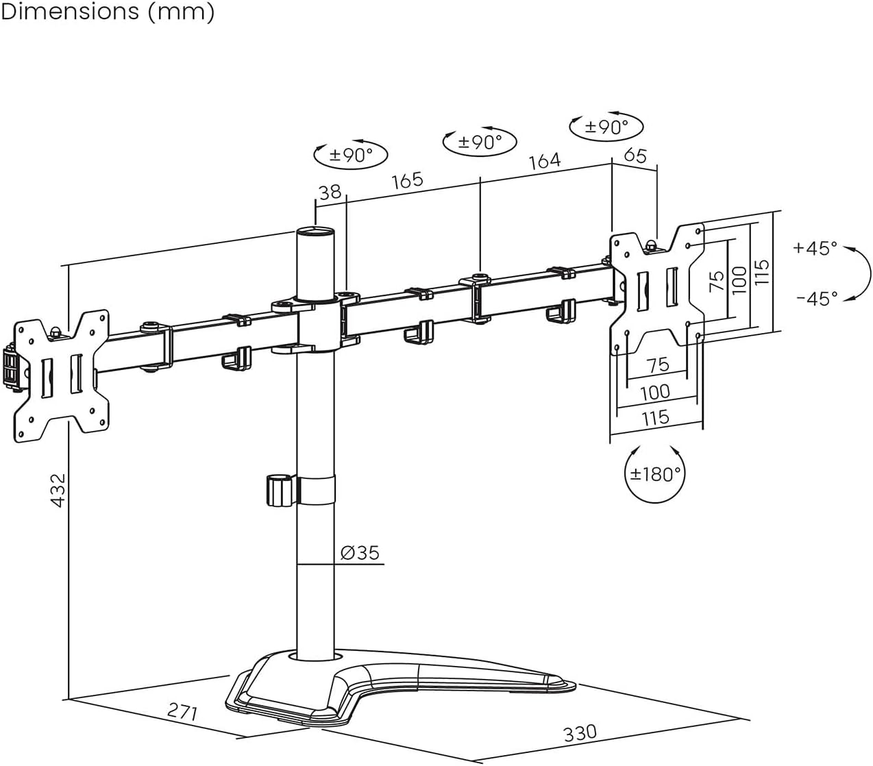 Suporte de Secretária para 2 Monitores Aisens DT32TSR-285/ Rotativo/ Inclinável/ até 10kg - Imagem 7