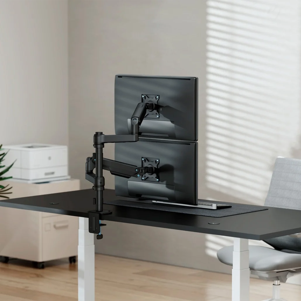 Suporte de Mesa AISENS DT32TSR-453 para 2 Monitores 17"-32" com Contrapeso Carga até 9kg Preto - Imagem 4