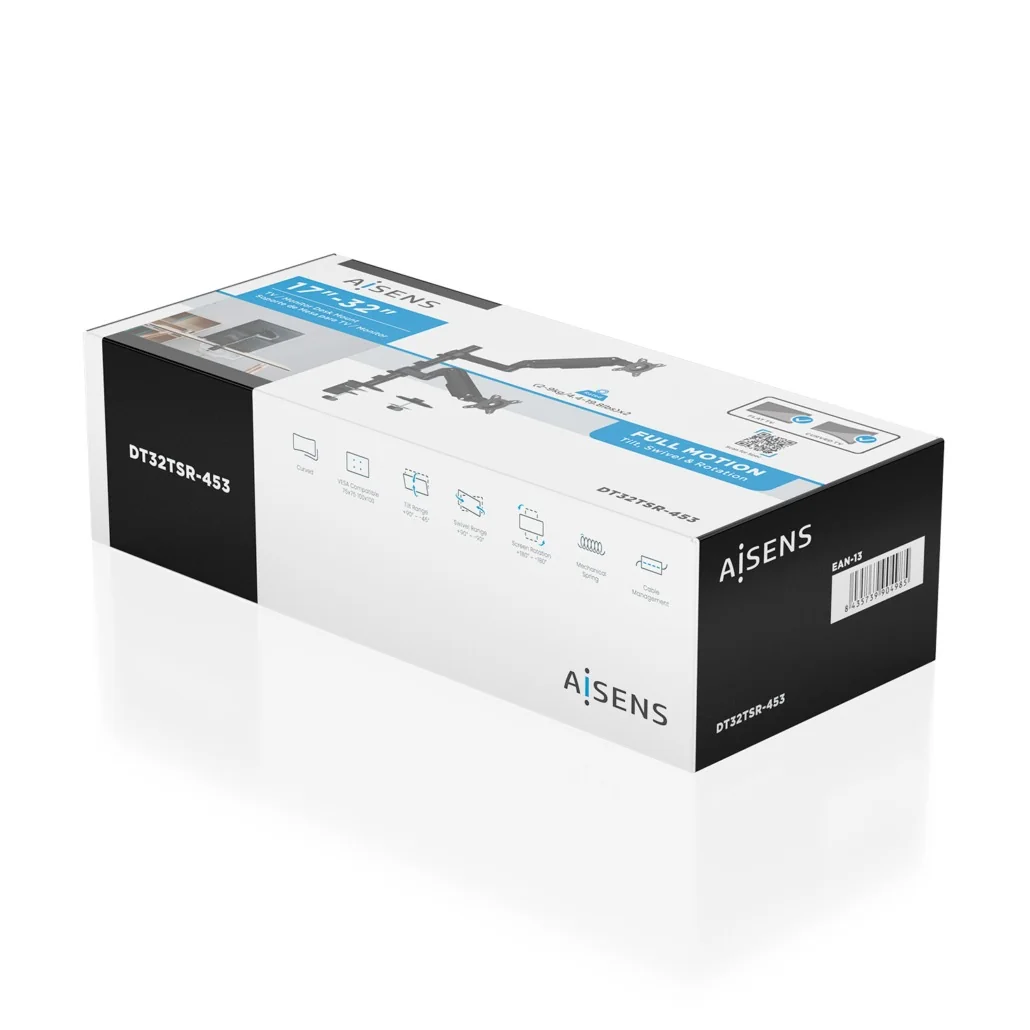 Suporte de Mesa AISENS DT32TSR-453 para 2 Monitores 17"-32" com Contrapeso Carga até 9kg Preto - Imagem 6