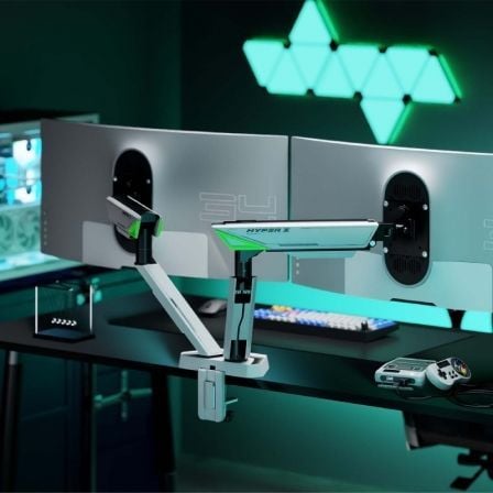 Suporte de secretária Gaming com Contrapeso para 2 Monitores Aisens DT38TSR-345/ Giratório/ Inclinável/ até 16kg - Imagem 4
