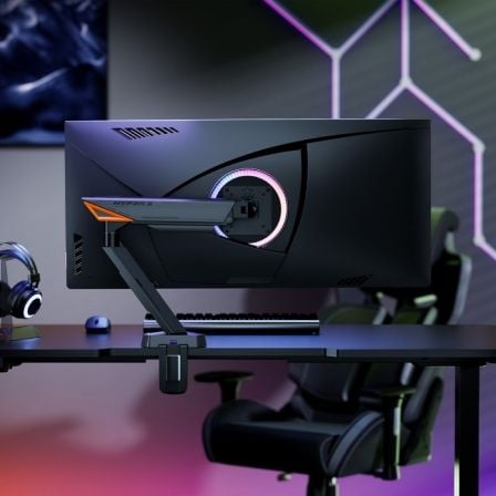Suporte de Mesa Gaming para Monitor Aisens DT49TSRRGB-347/ Rotativo/ Inclinável/ até 16kg/ com Iluminação RGB - Imagem 4